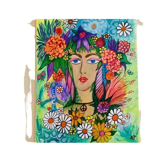 Hand Crafted Acrylic Painting of a cool chic from the 60’s. - Picture 3 of 3